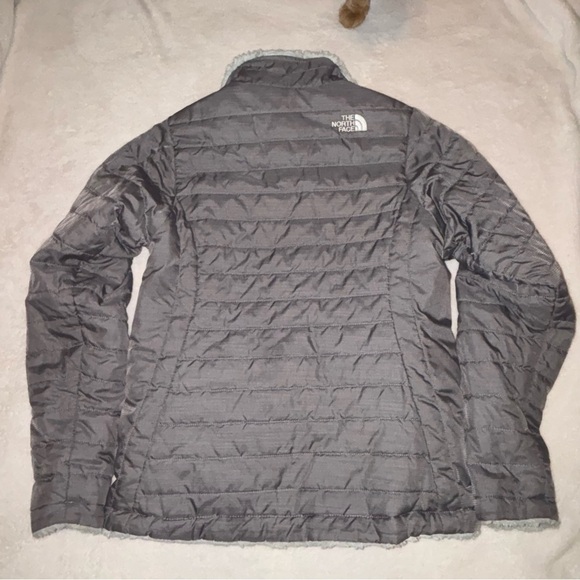 The North Face Charcoal and light teal puffy Jacket, Large 14/16 - Picture 5 of 6